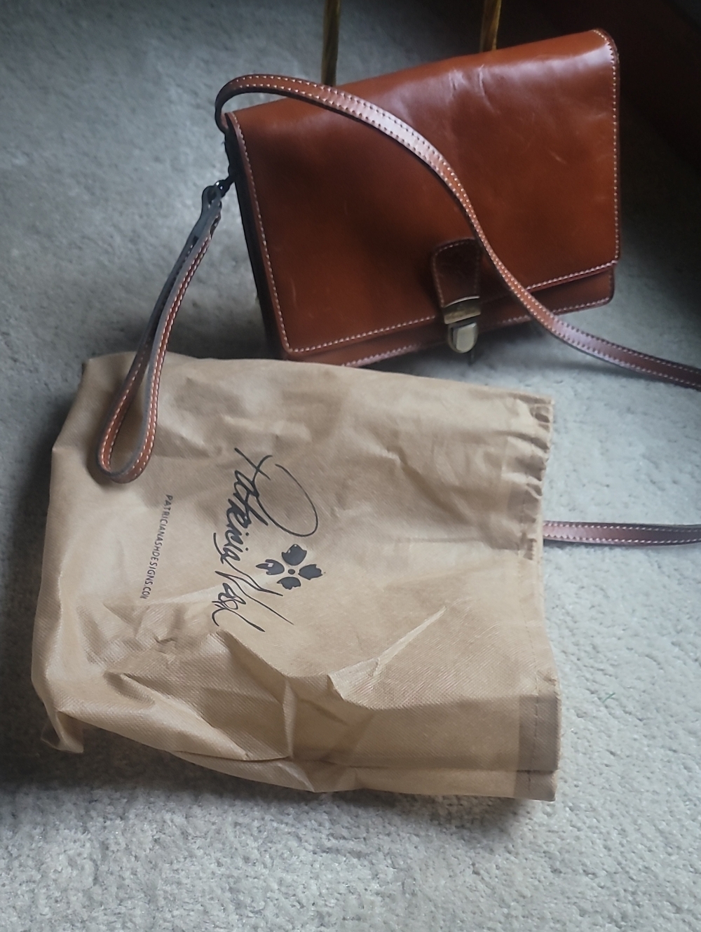 Patricia Nash Cognac Leather Crossbody Satchel - Picture 8 of 9